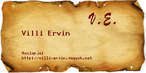 Villi Ervin névjegykártya